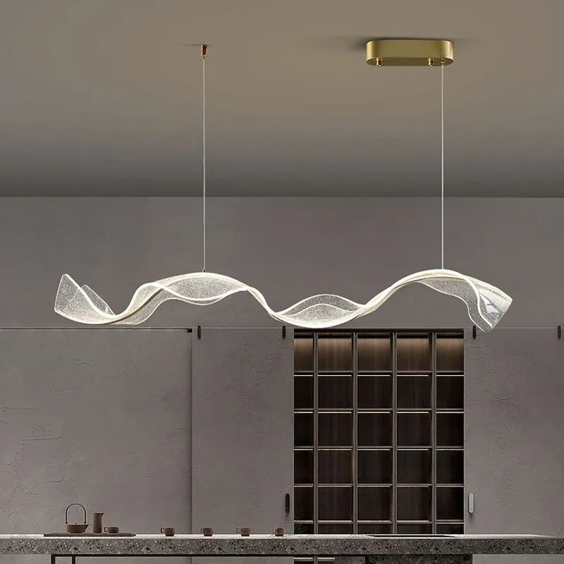 Kristy Pendant Light Designer Wave Acrylic Dining Room - Neutral Decor