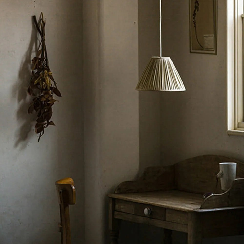 Ritta Pleated Pendant Light Wabi Sabi, /Fabric, Living Room - Neutral Decor