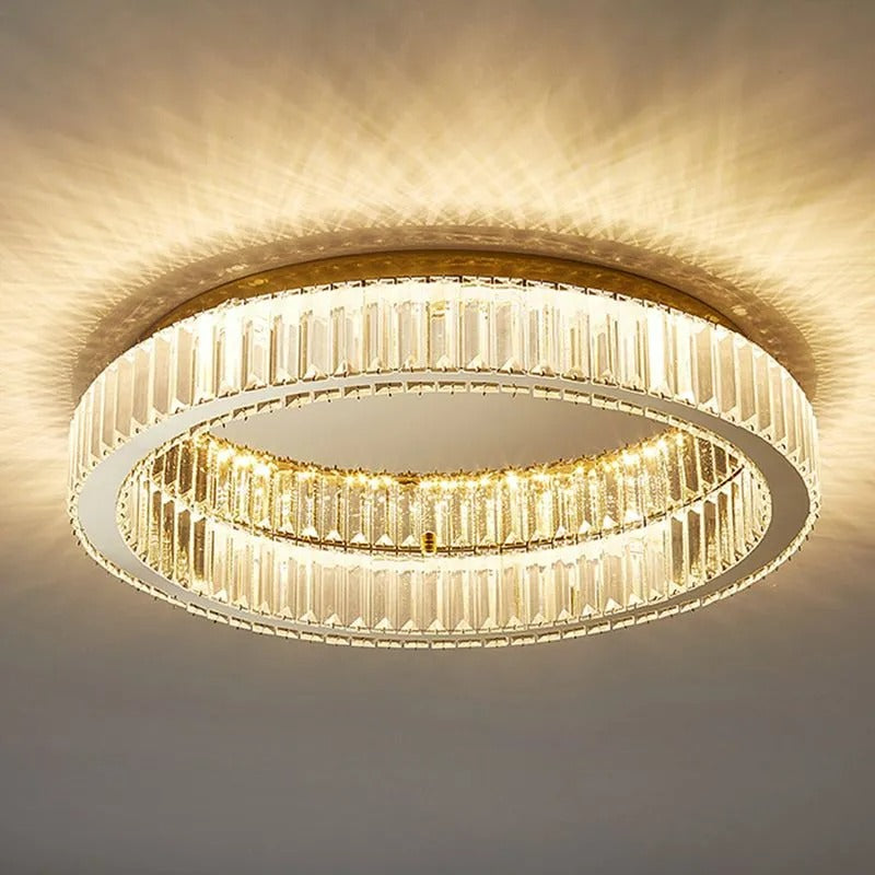Kristy Modern Art Deco Circle Crystal Flush Mount Ceiling Light - Neutral Decor