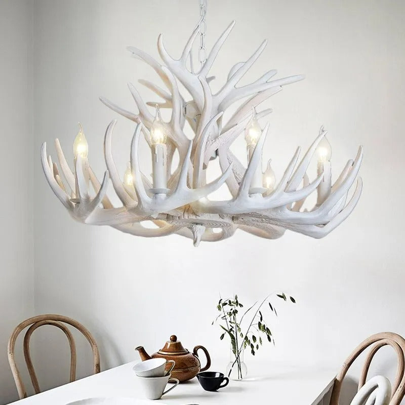 Silva Rustic Antler Resin Chandelier Dining Room - Neutral Decor