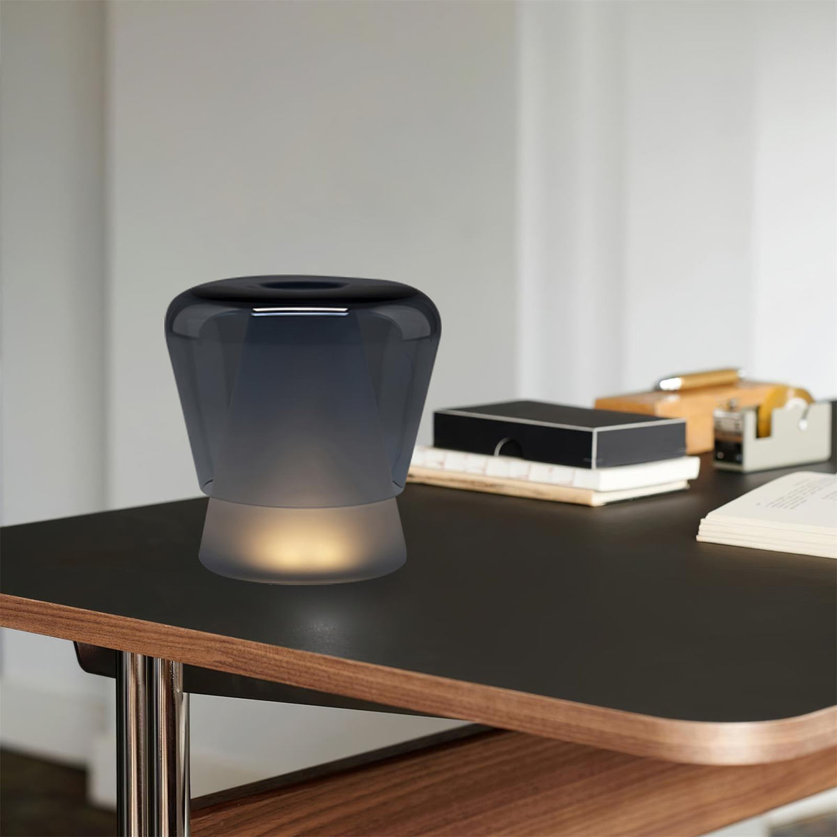 Aurnoril Smoky Glass Table Lamp