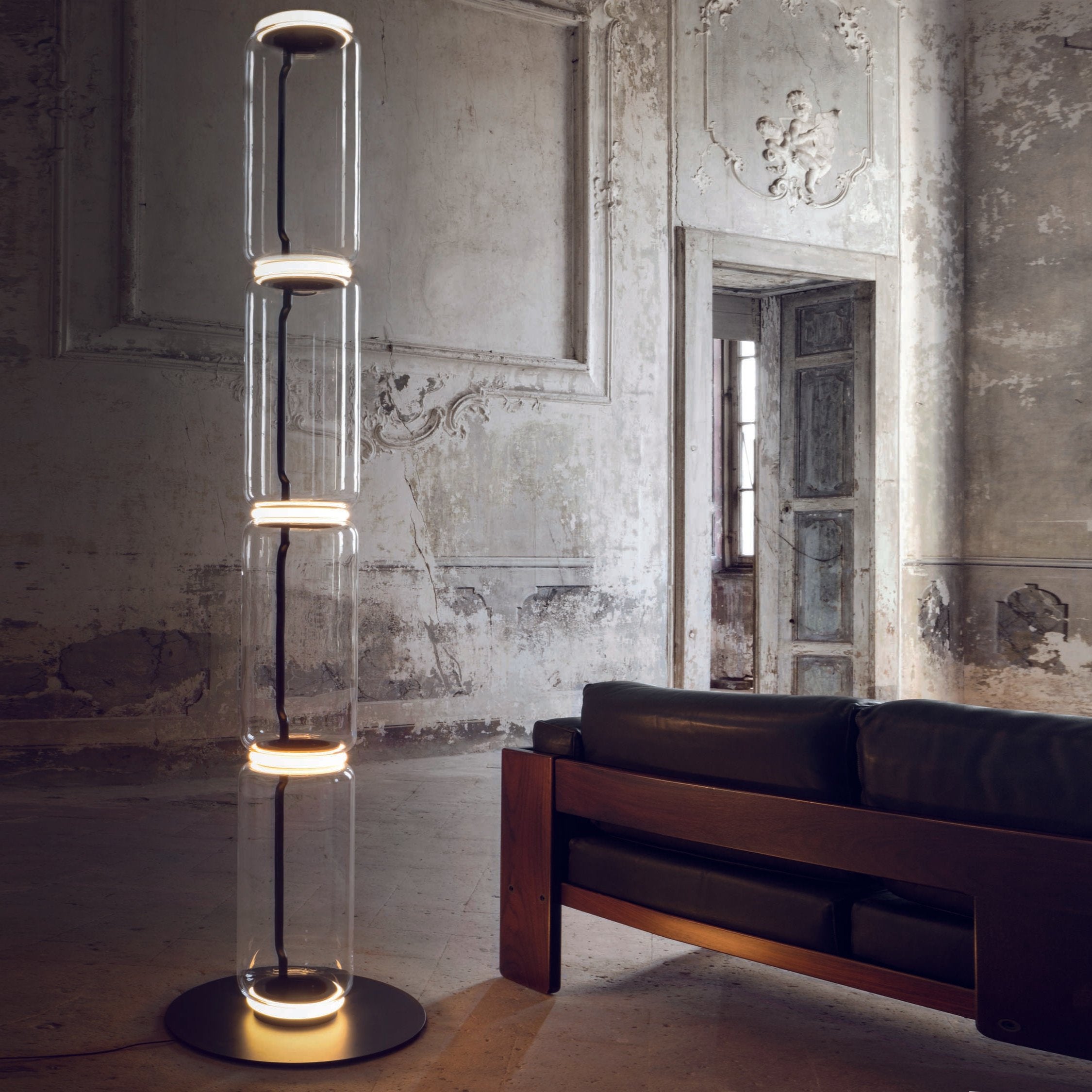Lustra Floor Lamp Bamboo Glass - Neutral Decor