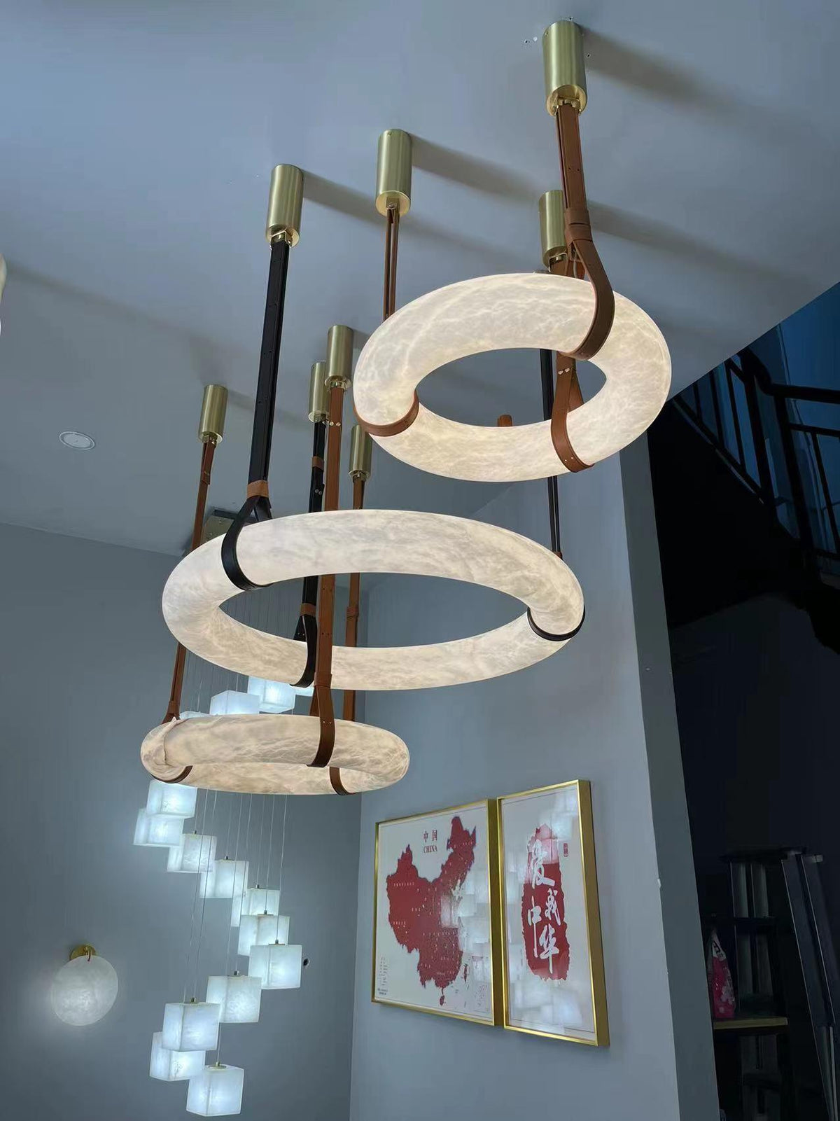 Tarys Alabaster Chandeliers Ring Leather Strap Version B