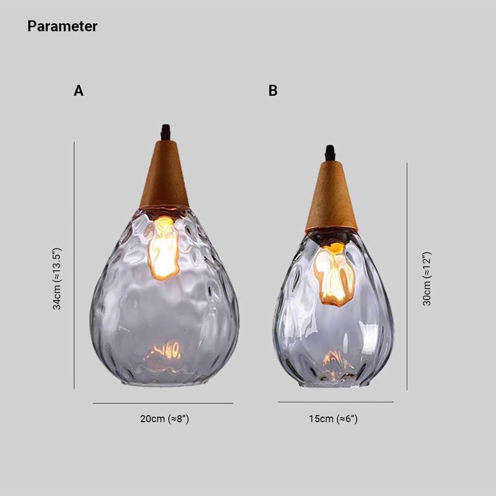 Avi Vintage Teardrop Pendant Light, Glass/Wood - Neutral Decor