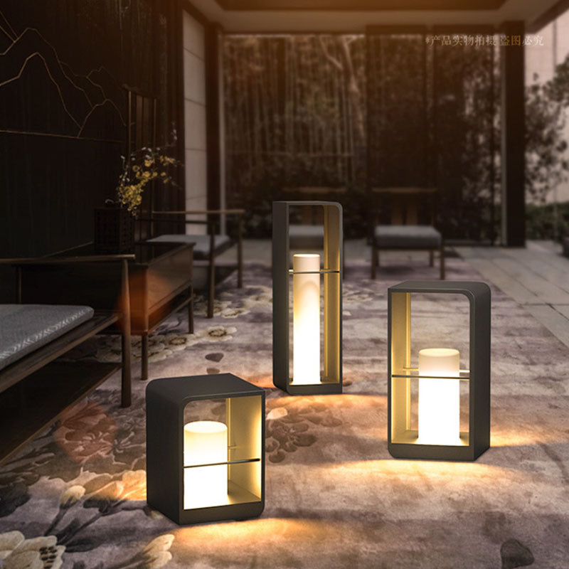 Ray Minimalist Cuboid Candle Outdoor Floor Lamp Garden - Neutral Decor