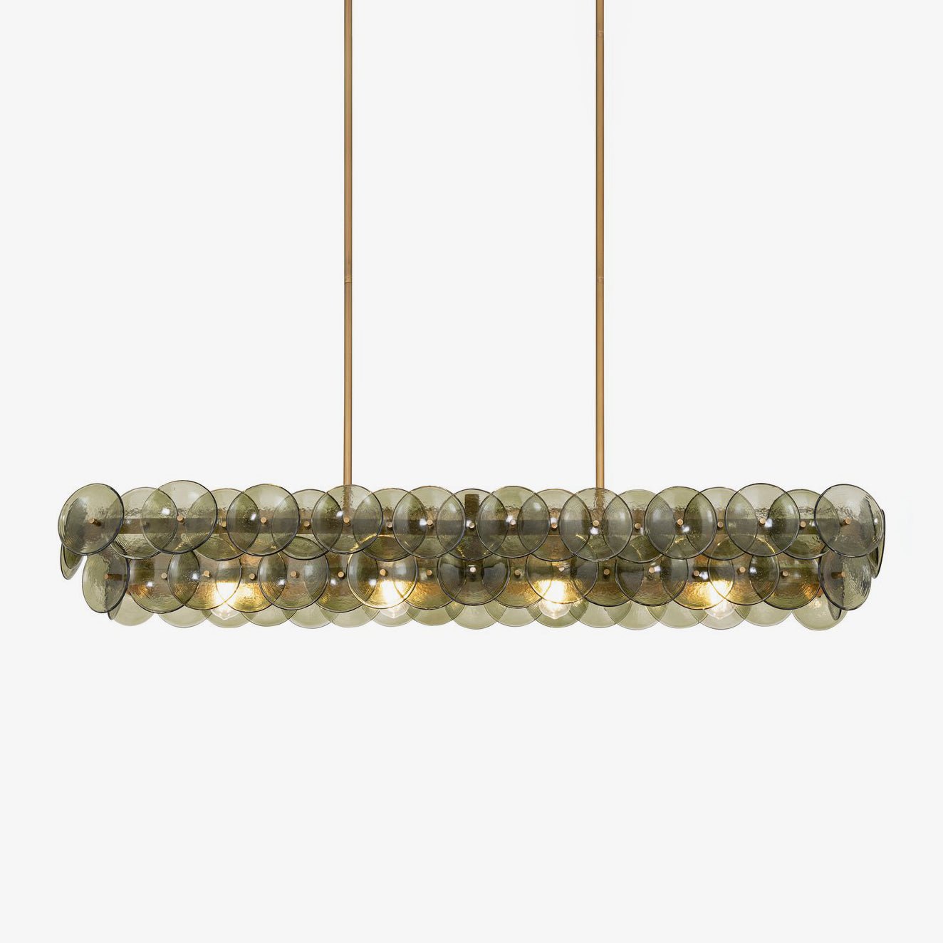 Veleniel Chandelier Linear Amber Pressed Glass Disc Modern
