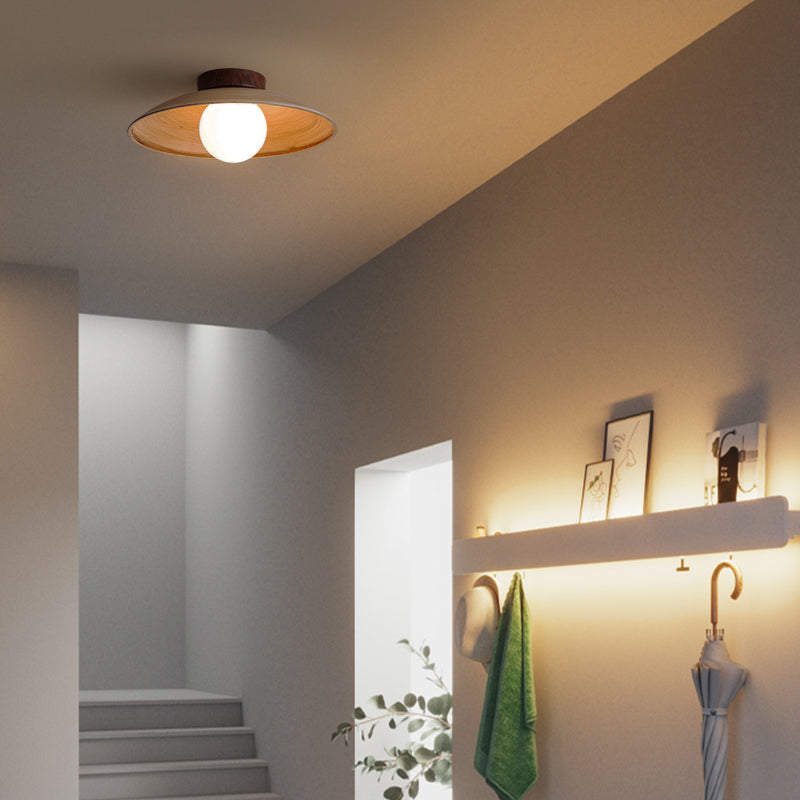 Muto Vintage Flush Mount Ceiling Light Wood Glass Bar Hotels - Neutral Decor