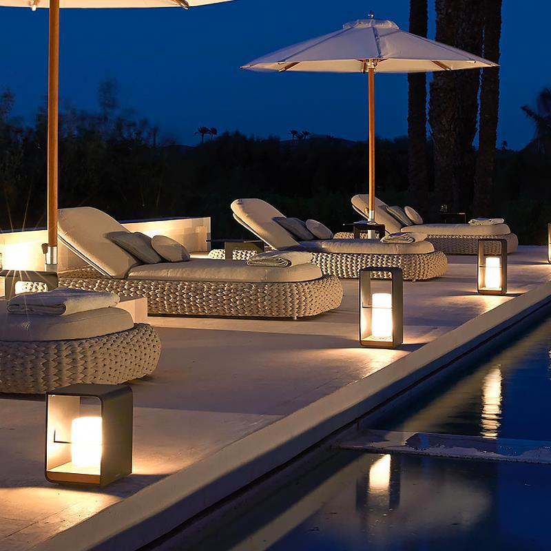 Ray Minimalist Cuboid Candle Outdoor Floor Lamp Garden - Neutral Decor