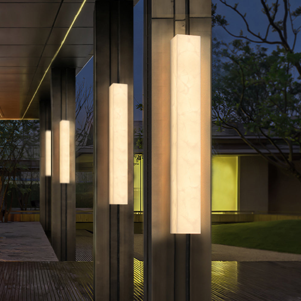 Arisha Modern Rectangular Marble Outdoor Wall Lamp - Neutral Decor