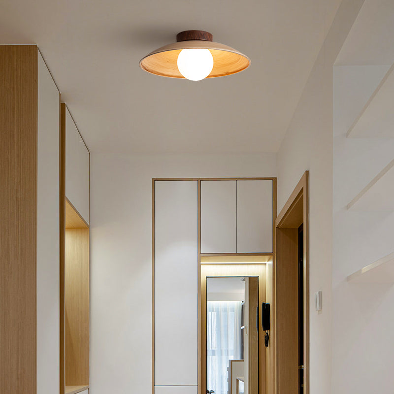 Muto Vintage Flush Mount Ceiling Light Wood Glass Bar Hotels - Neutral Decor