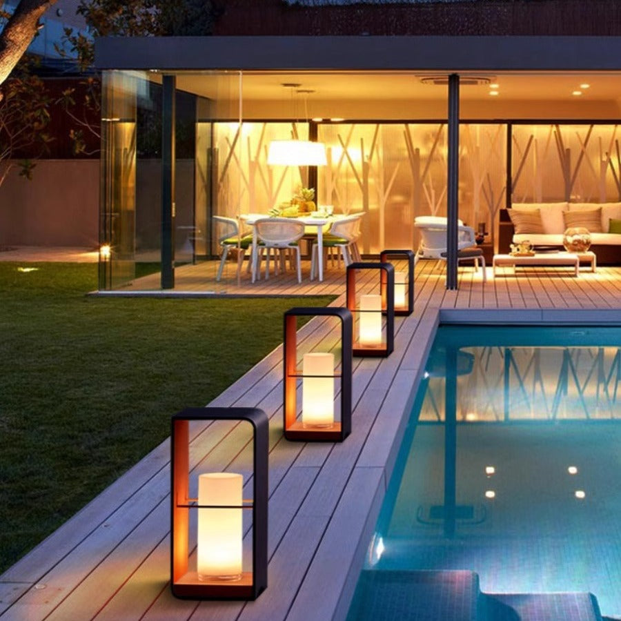 Ray Minimalist Cuboid Candle Outdoor Floor Lamp Garden - Neutral Decor