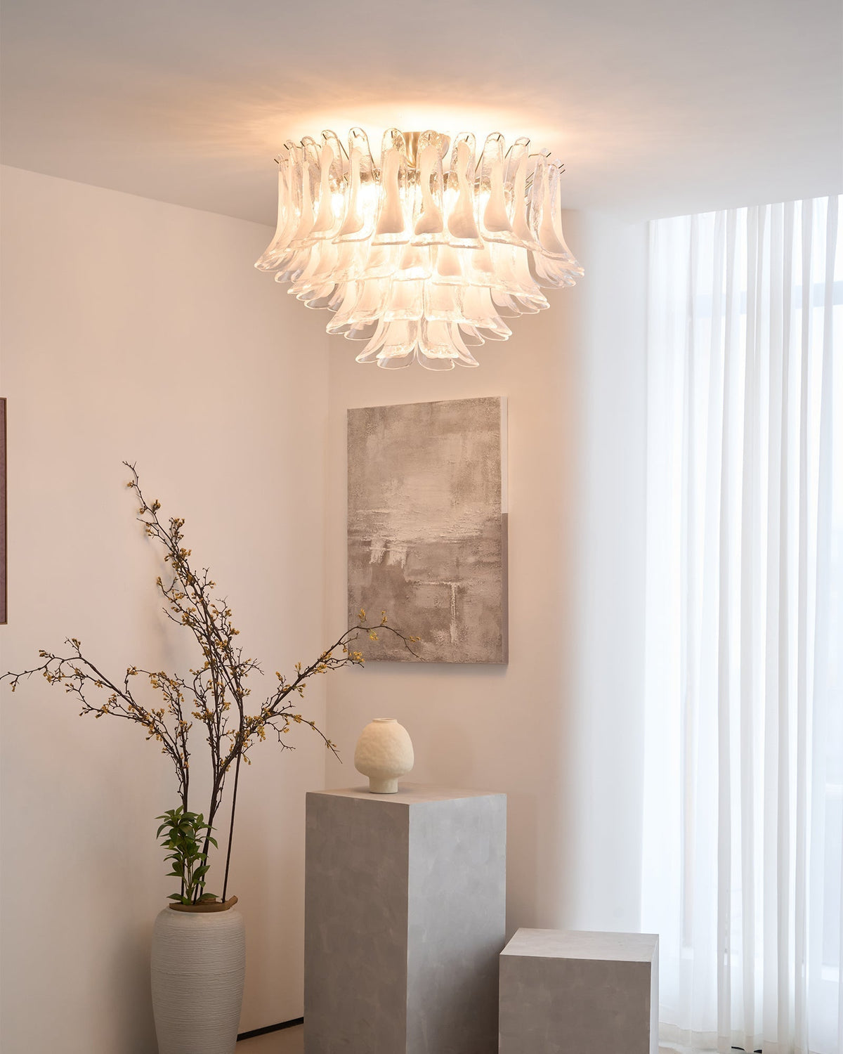 Celenira Ceiling Lamp Clear Glass Wave Layered Elegant