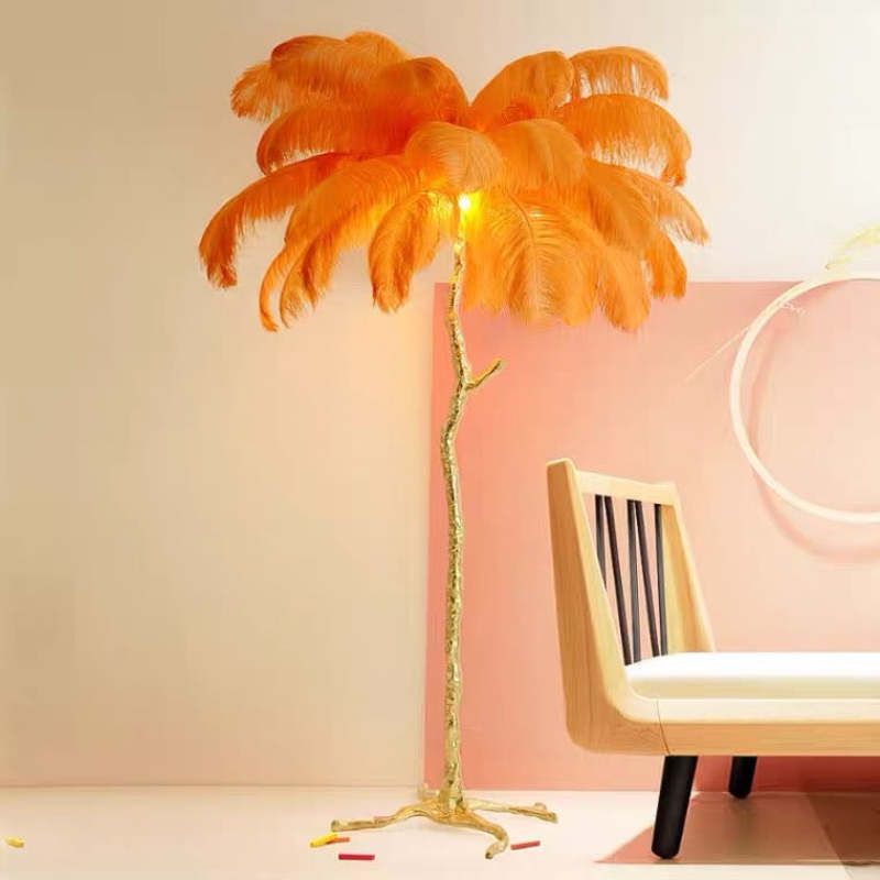 O'Moore Nordic Luxury Unique Ostrich Feather Floor Lamp/Table Lamp - Neutral Decor