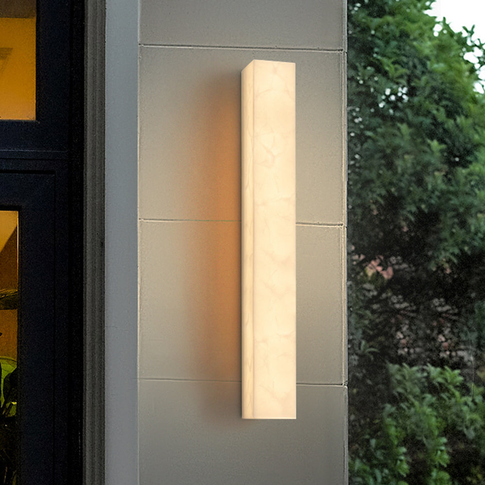 Arisha Modern Rectangular Marble Outdoor Wall Lamp - Neutral Decor