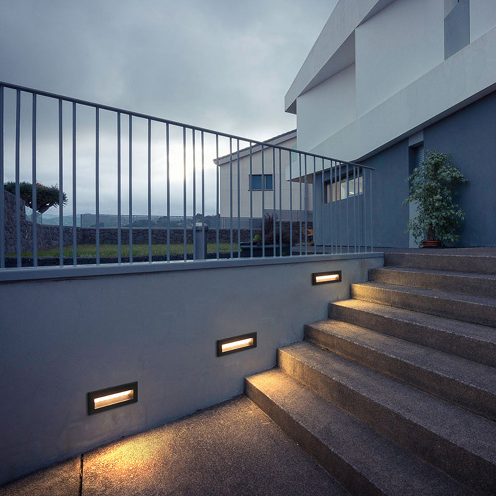 Ray Modern Metal Rectangular Outdoor Deck/Step Light, Black - Neutral Decor