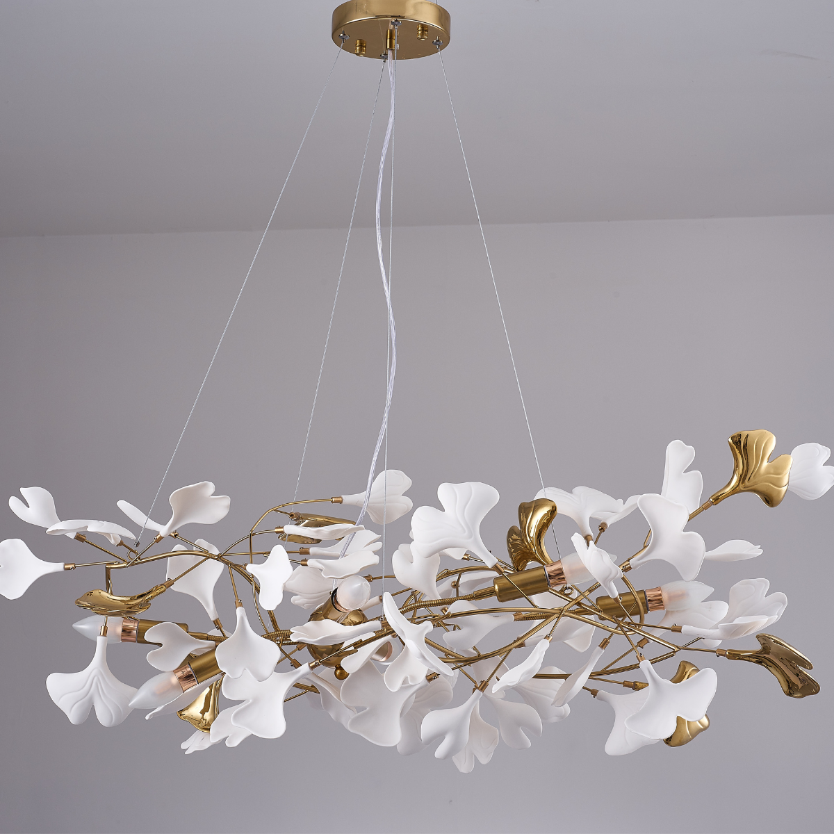 Olivia Gildglow Luxury Ceramic Chandelier Large Foyer Gingko Leaf Living Room - Neutral Decor