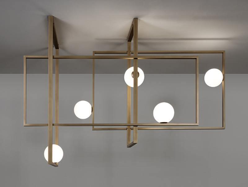Veliiel Chandelier Mondrian Glass Brass Geometric Modern