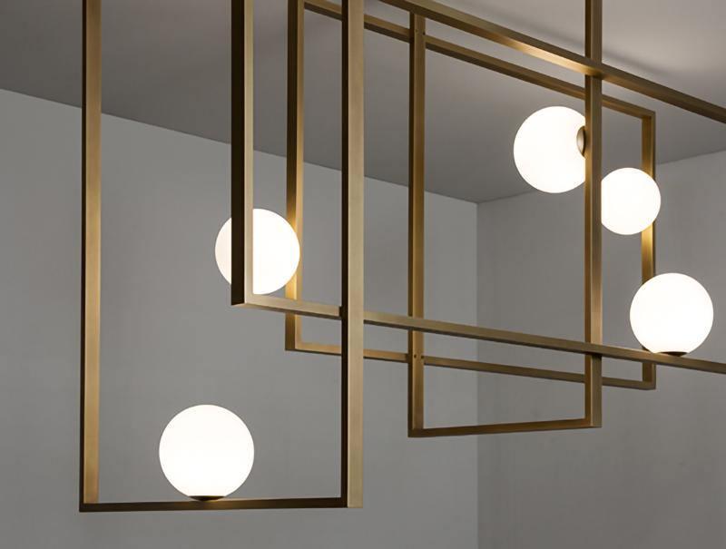 Veliiel Chandelier Mondrian Glass Brass Geometric Modern