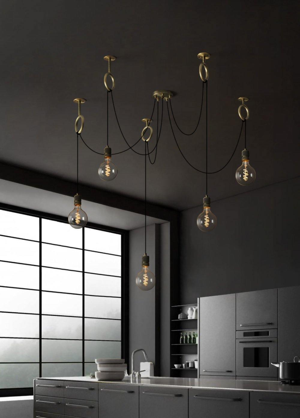 Miririne Chandelier Industrial Spider Bulb Hanging