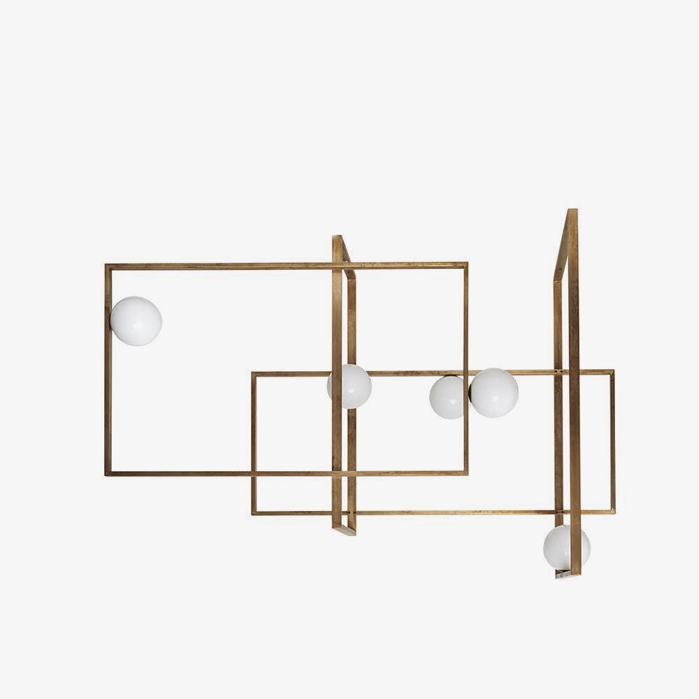 Veliiel Chandelier Mondrian Glass Brass Geometric Modern