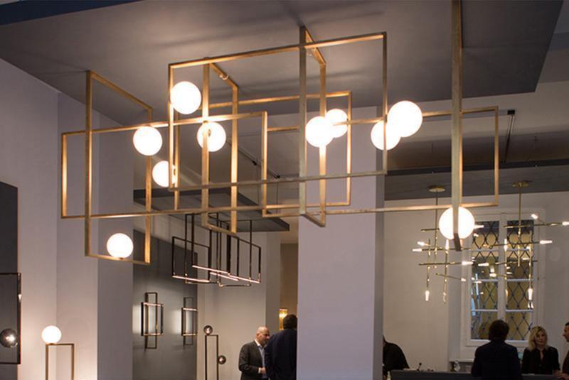 Veliiel Chandelier Mondrian Glass Brass Geometric Modern