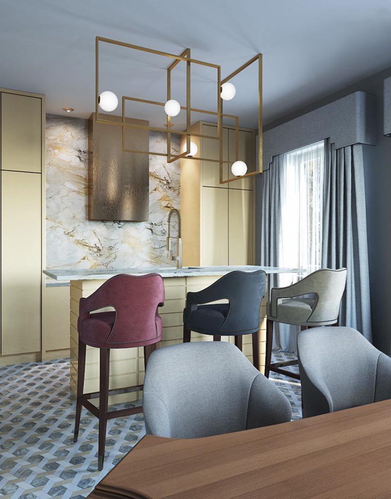 Veliiel Chandelier Mondrian Glass Brass Geometric Modern