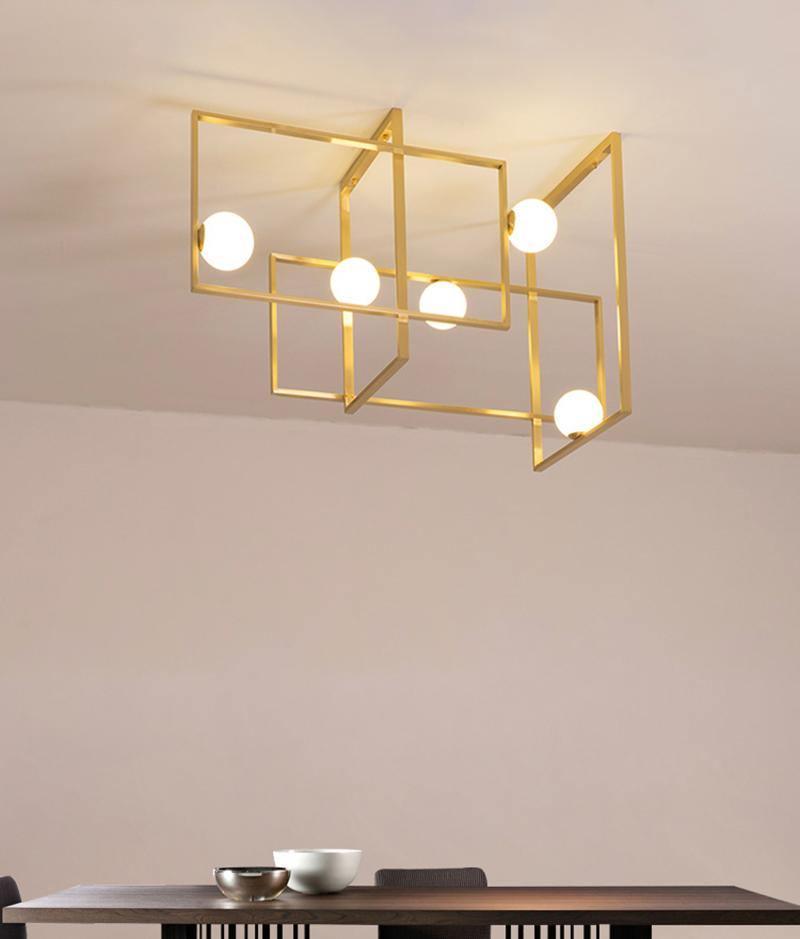 Veliiel Chandelier Mondrian Glass Brass Geometric Modern