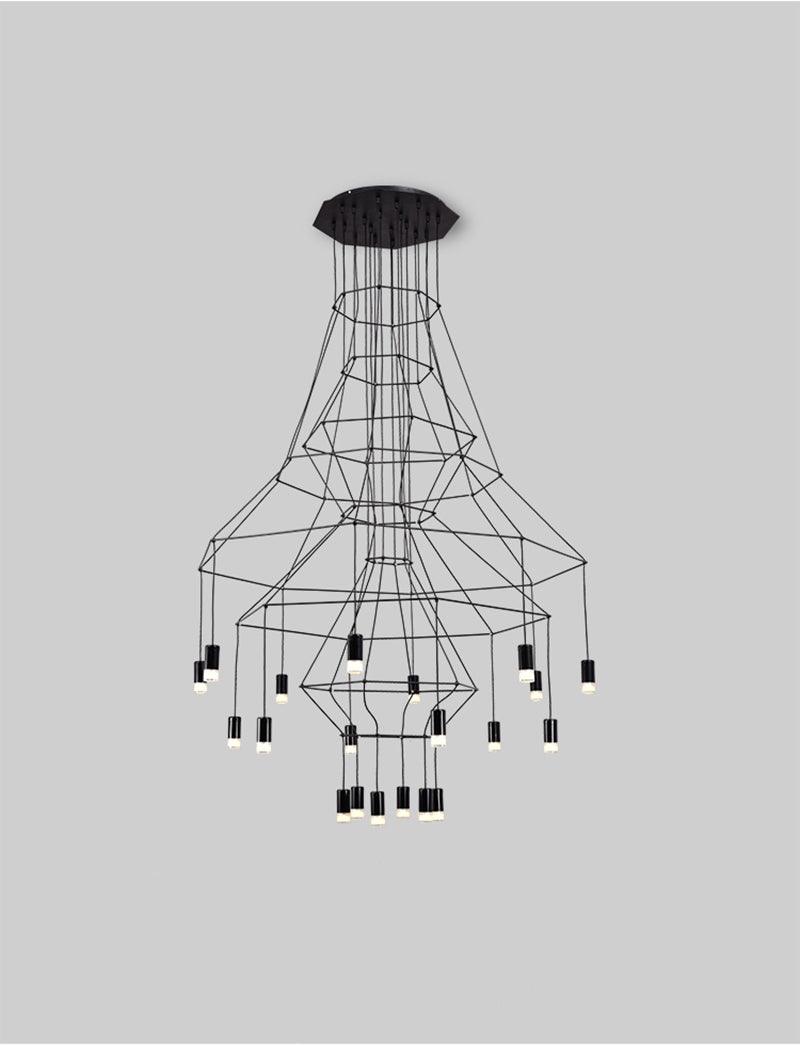 Tevenq Chandelier Lines Black Wireframe LED