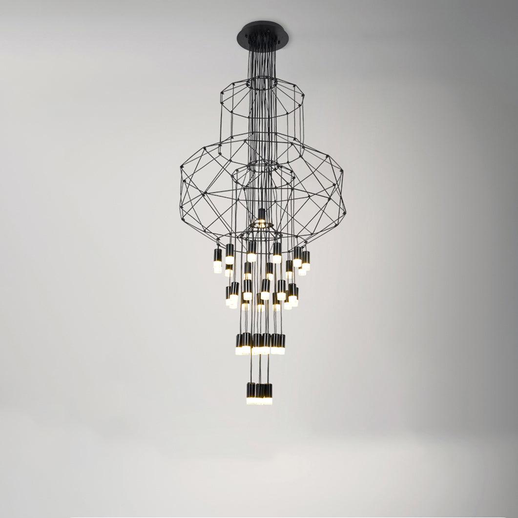 Tevenq Chandelier Lines Black Wireframe LED