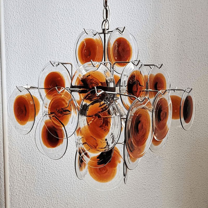 Velarissa Chandelier Murano Glass Disc Mid Century