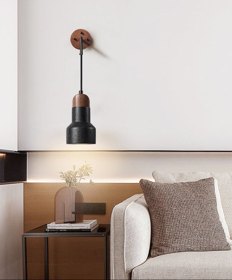 Alcarion Vintage Black Travertine Rope Wall Lamp