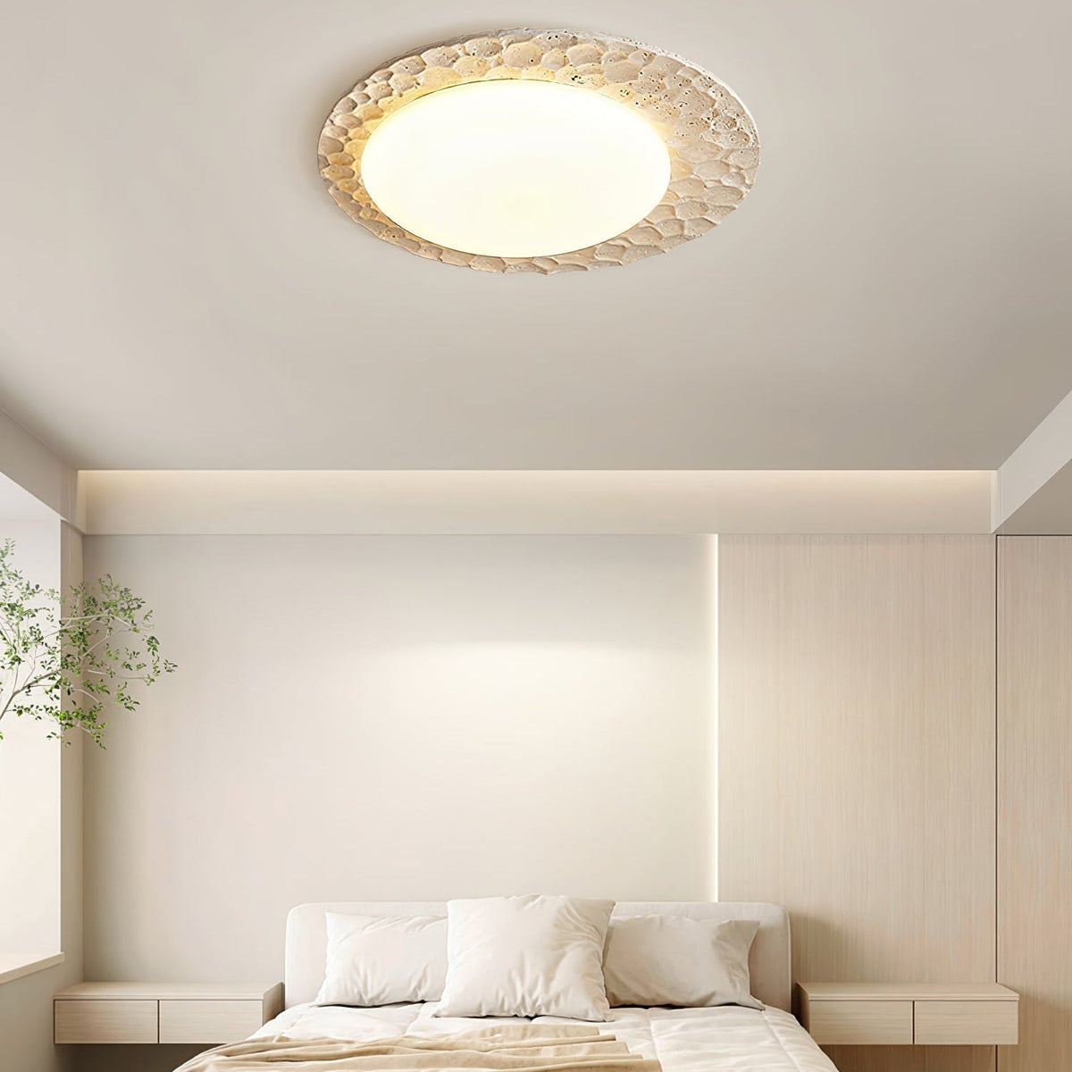 Travertine Organic Disc Ceiling Light