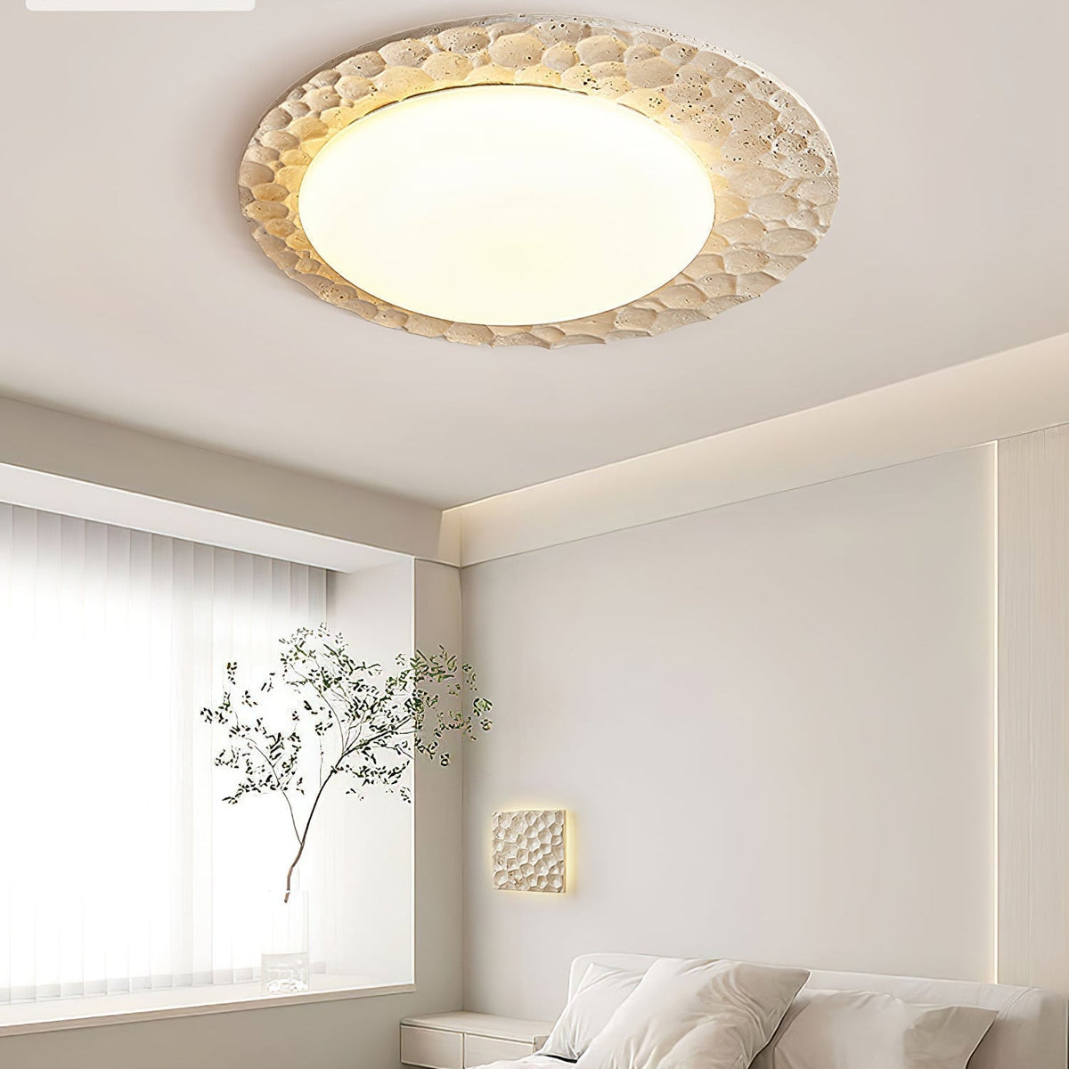Travertine Organic Disc Ceiling Light