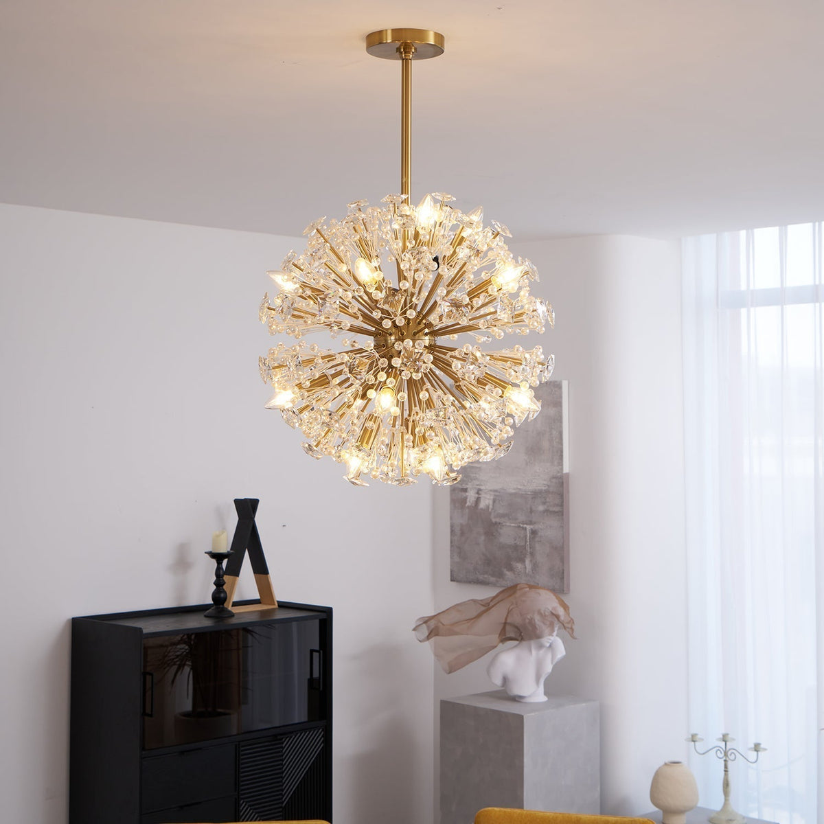 Zene Chandelier Dickinson Gold Crystal Starburst