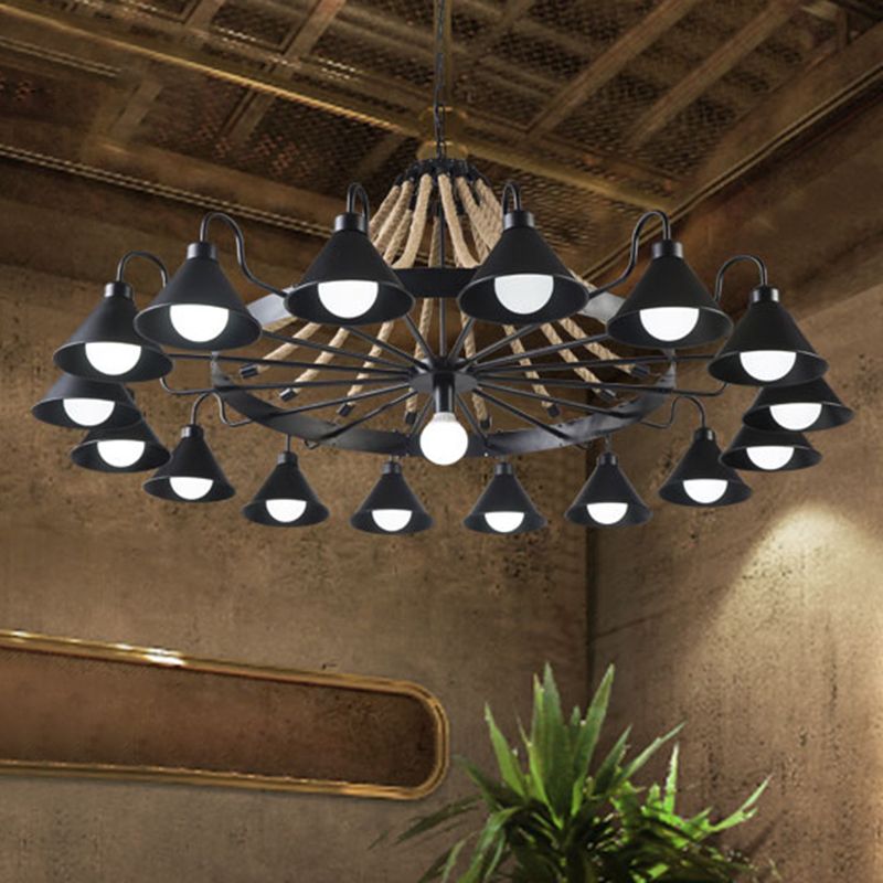 Epoch Vintage Industrial Rope Chandelier Living Room - Neutral Decor