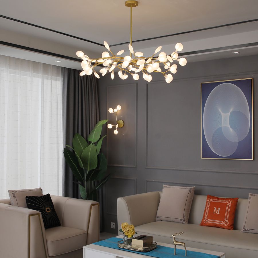Olivia Unique Branch Firefly Art Deco Chandelier Living Room - Neutral Decor