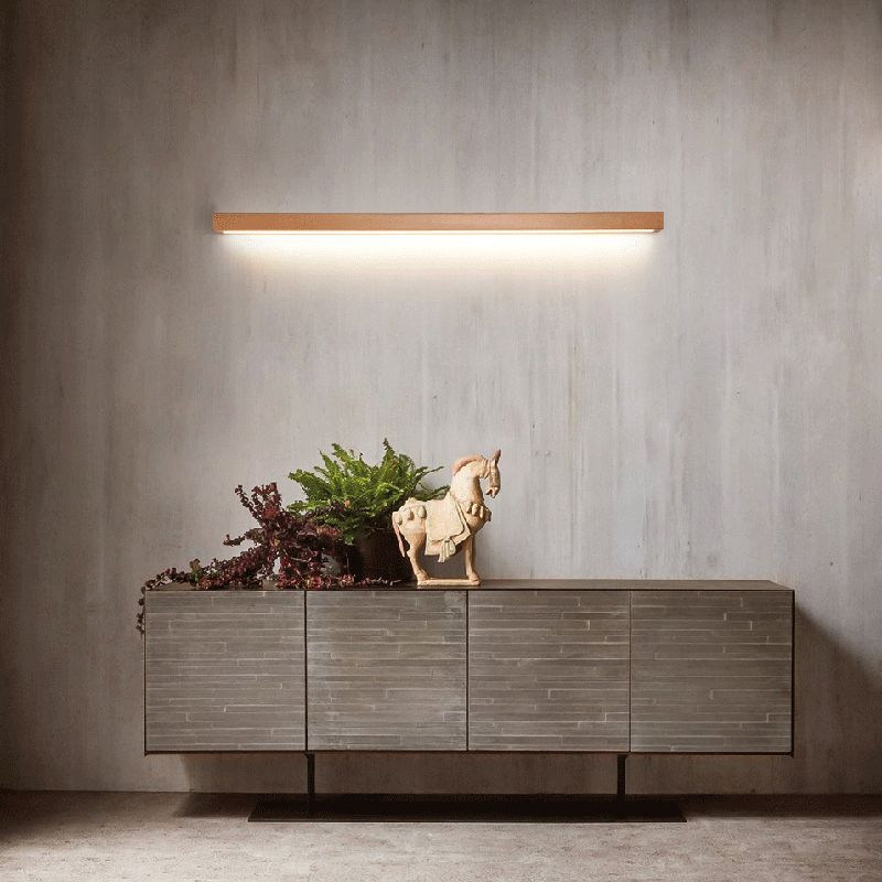 Muto Linear Mirror Wooden Front Vanity Wall Lamp Bedroom - Neutral Decor