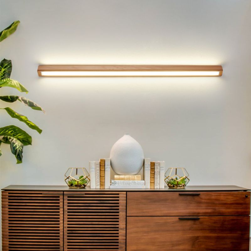 Muto Linear Mirror Wooden Front Vanity Wall Lamp Bedroom - Neutral Decor