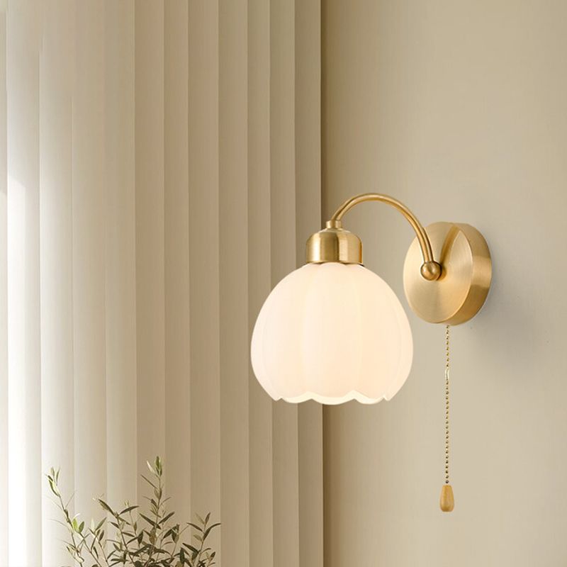 Arisha Nordic Flower Glass Wall Lamp Ivory Bedroom - Neutral Decor