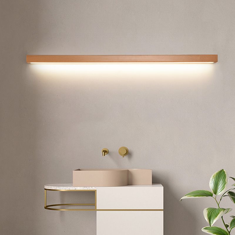 Muto Linear Mirror Wooden Front Vanity Wall Lamp Bedroom - Neutral Decor