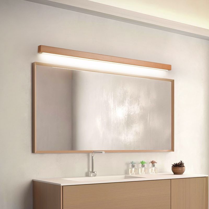 Muto Linear Mirror Wooden Front Vanity Wall Lamp Bedroom - Neutral Decor