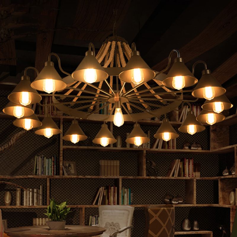 Epoch Vintage Industrial Rope Chandelier Living Room - Neutral Decor