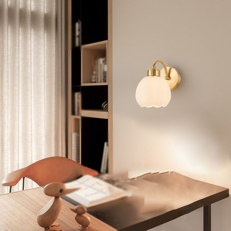 Arisha Nordic Flower Glass Wall Lamp Ivory Bedroom - Neutral Decor