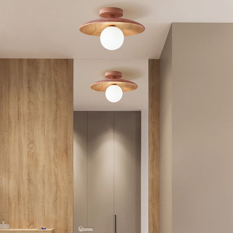 Arisha Modern Round Flush Mount Ceiling Light Wood Walnut Bedroom - Neutral Decor