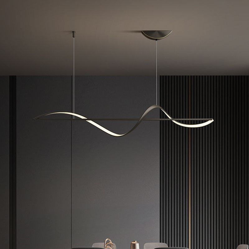Arisha Pendant Light Wave Minimalist Designer Brass Art Gallery - Neutral Decor