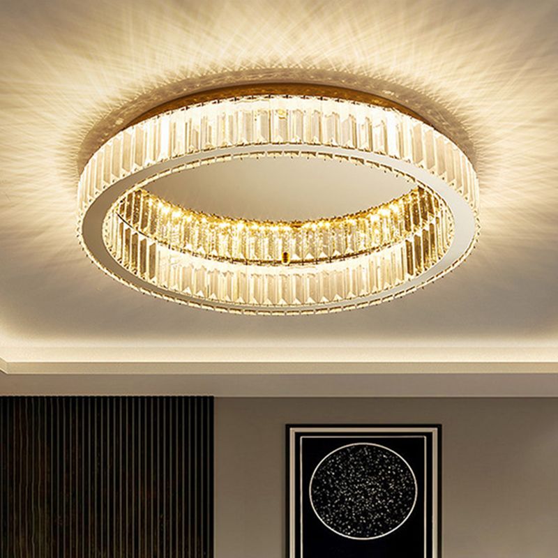 Kristy Modern Art Deco Circle Crystal Flush Mount Ceiling Light - Neutral Decor