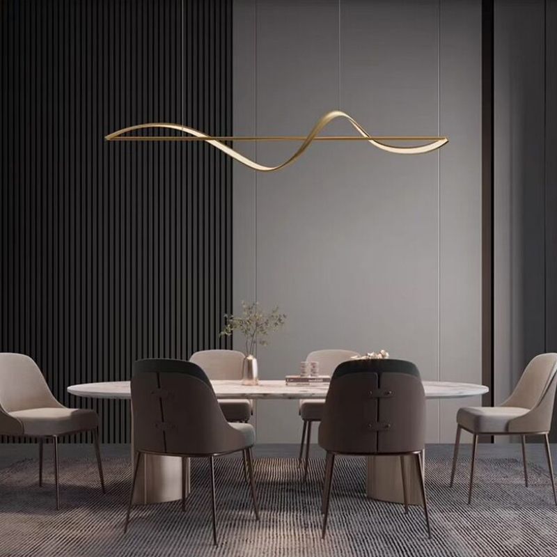 Arisha Pendant Light Wave Minimalist Designer Brass Art Gallery - Neutral Decor