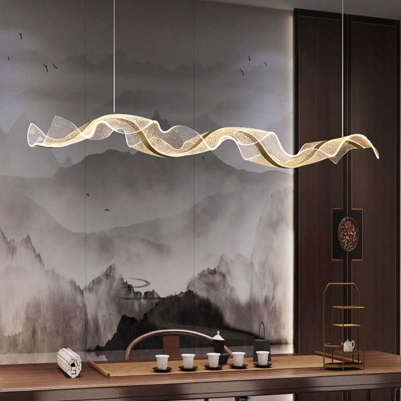 Kristy Pendant Light Designer Wave Acrylic Dining Room - Neutral Decor