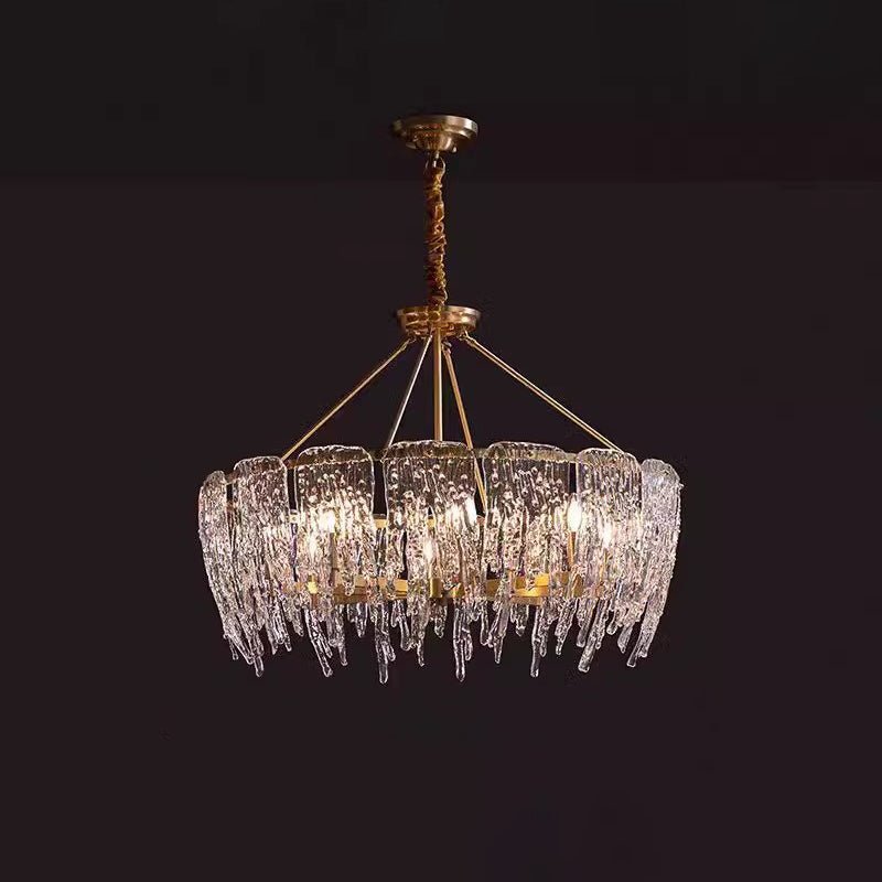 Cathaa Postmodern Luxury Rectangular Icicle Glass Crystal Chandelier