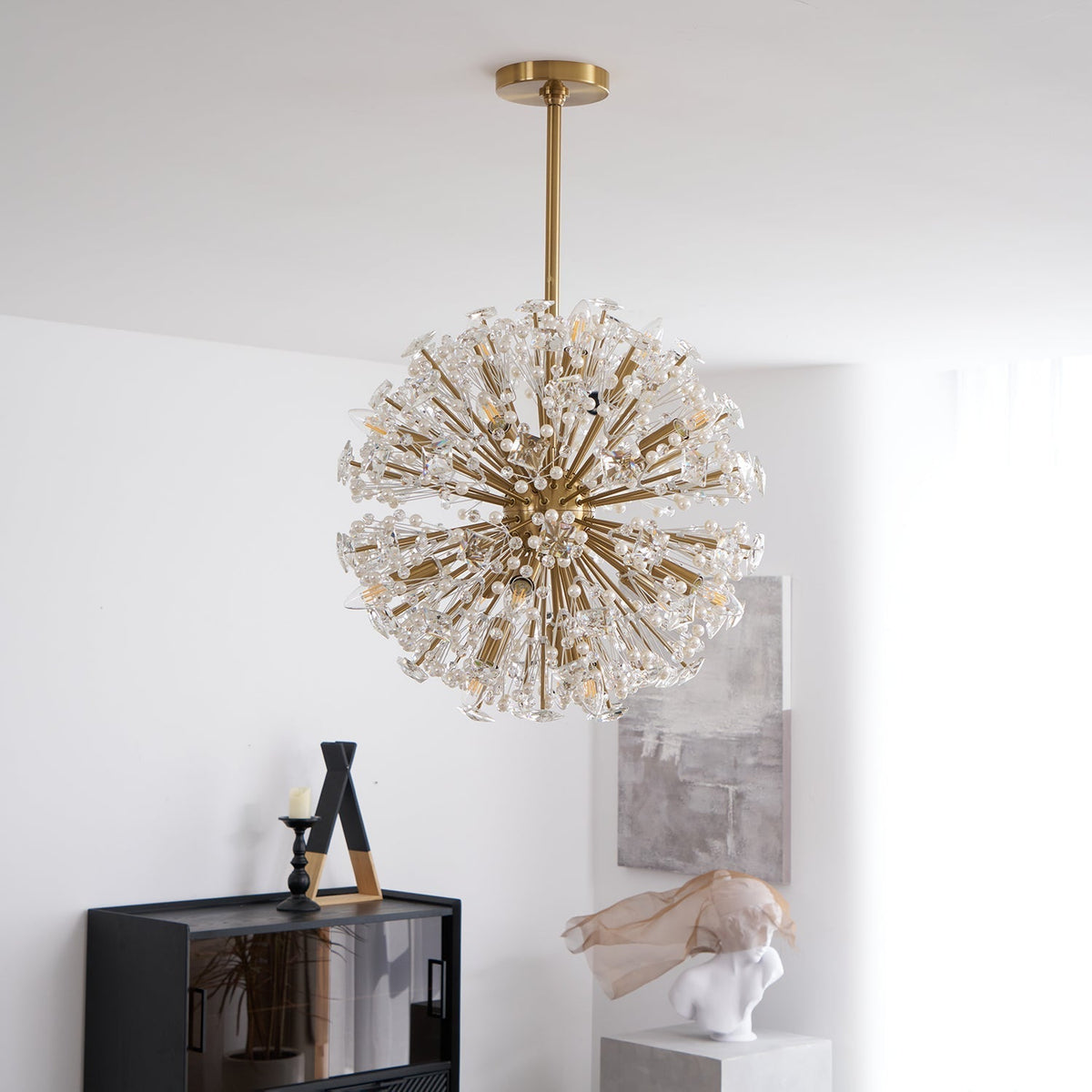 Zene Chandelier Dickinson Gold Crystal Starburst